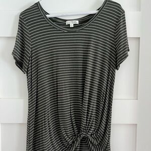 Nine Britton Army Green Striped T-Shirt